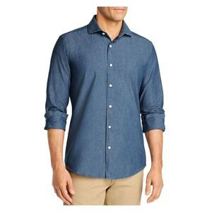DYLAN GRAY Mens Blue Long Sleeve Classic Fit Button Down Casual Shirt L